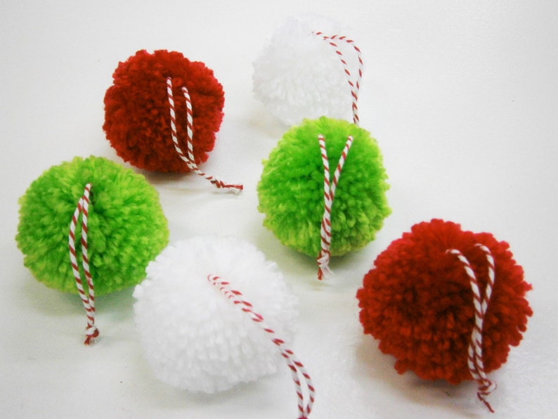 Multi Coloured Yarn Pom Pom Christmas Decorations/Christmas Tree Decorations/Present Decorations/Home Decor/Bohemian Home Decor/Rustic Decor (Copy)