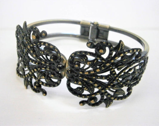 Black Filigree Cuff Bracelet