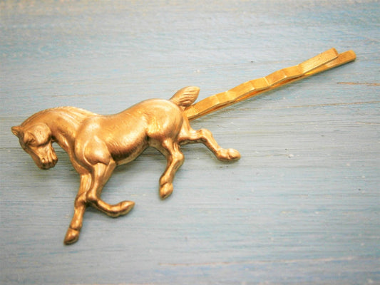 Horse Hair Pin Gold, Horse Bobby Pin, Horse Hair Clip, Running Horse Hair Pin, Horse Hair Clip, Nature Hair Clip, Wedding Hair Accessories