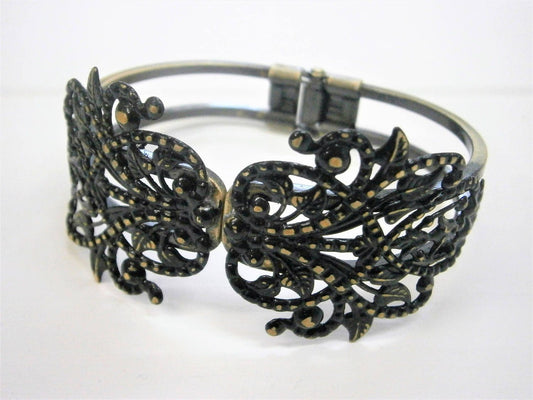 Black Patina Antique Bronze Filigree Cuff Bracelet/Boho Bracelet/Nature Inspired Bracelet/Bridesmaid Bracelet/Shabby Chic Jewelry