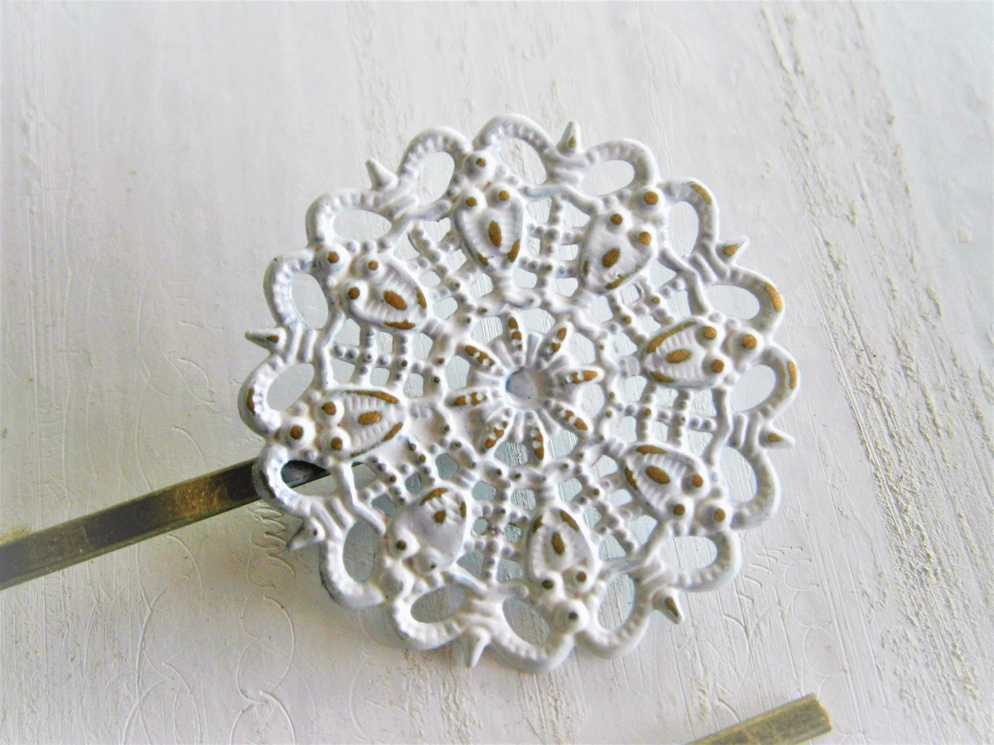 White Filigree Patina Antique Bronze Bobby Pins Set of Two/Hair Clips/Bohemian Hair Clips/Shabby Chic Hair Clips/Bobby Pins/Rustic Wedding