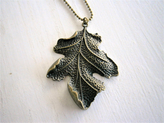 Antique Bronze Large Leaf Charm Pendant Necklace/Boho Necklace/Leaf Necklace/Nature Necklace/Long Necklace/Nature Inspired/Boho Jewelry