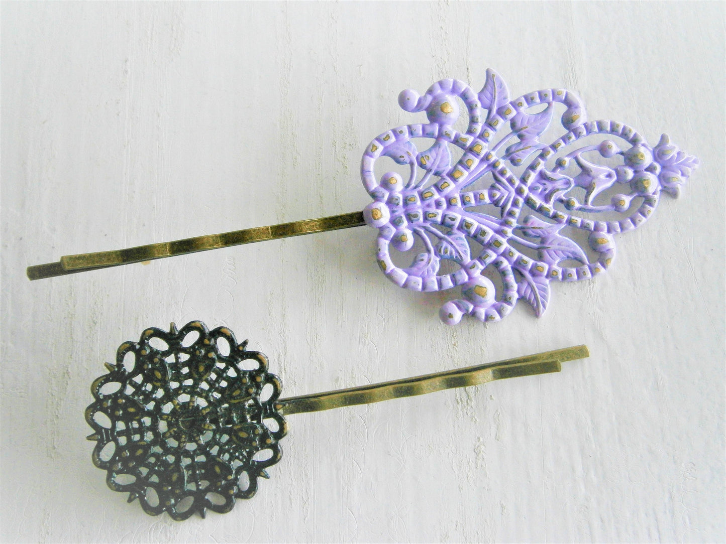 Filigree Mix Patina Antique Bronze Bobby Pins Set of Two/Hair Clips/Bohemian Hair Clips/Shabby Chic Hair Clips/Bobby Pins/Rustic Wedding