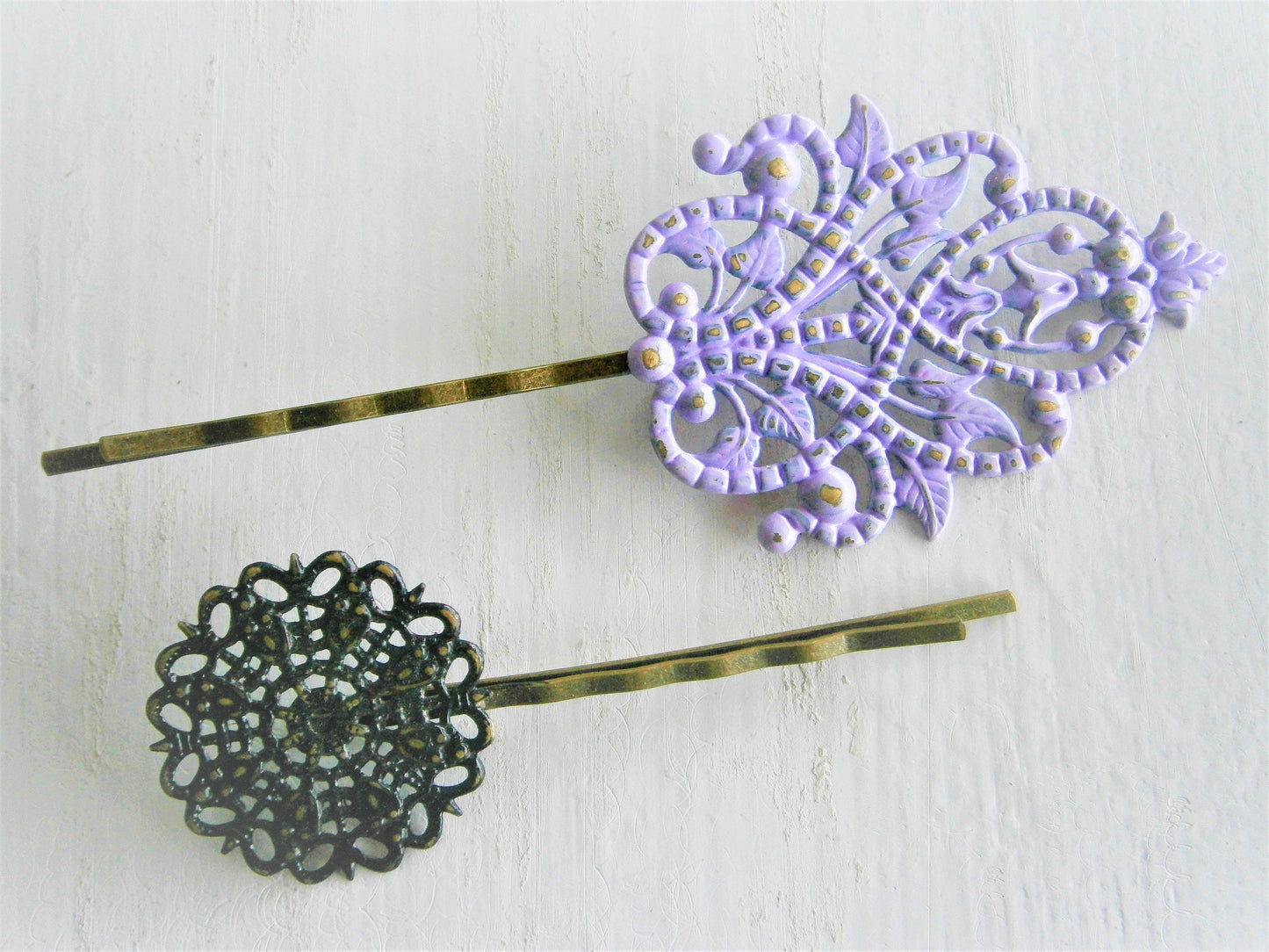 Filigree Mix Patina Antique Bronze Bobby Pins Set of Two/Hair Clips/Bohemian Hair Clips/Shabby Chic Hair Clips/Bobby Pins/Rustic Wedding