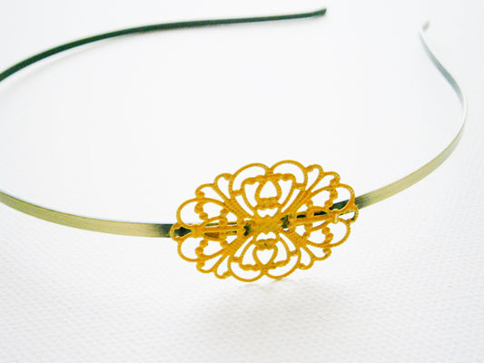 Ochre/Yellow Patina Filigree Headband/Hair Accessory/Bridesmaid Gift/Bridal Accessory/Rustic Wedding/Boho Hair Accessory/Headband