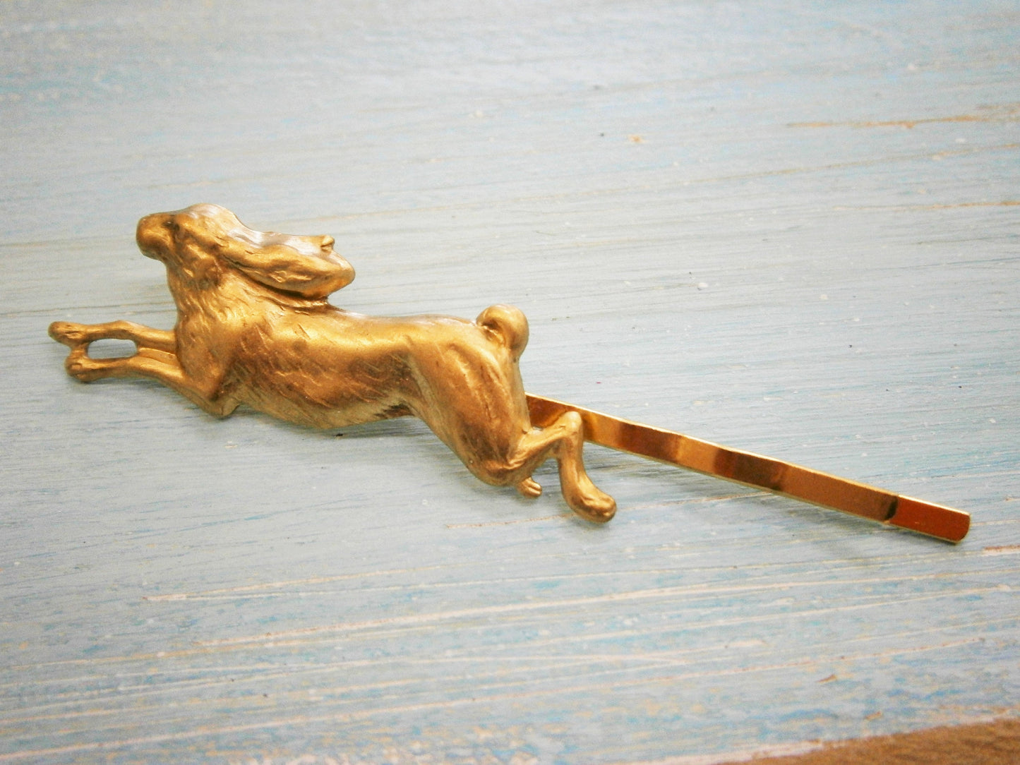 Rabbit Hair Pin Gold/Rabbit Bobby Pin/Rabbit Hair Clip/Running Rabbit Hair Pin/Rabbit Hair Clip/Nature Hair Clip/Wedding Hair Accessories