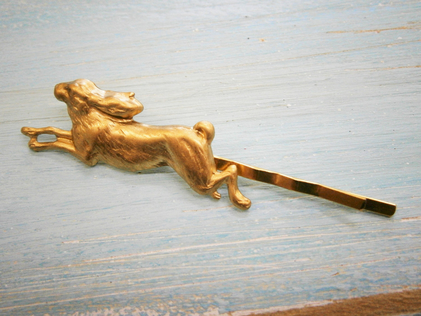 Rabbit Hair Pin Gold/Rabbit Bobby Pin/Rabbit Hair Clip/Running Rabbit Hair Pin/Rabbit Hair Clip/Nature Hair Clip/Wedding Hair Accessories