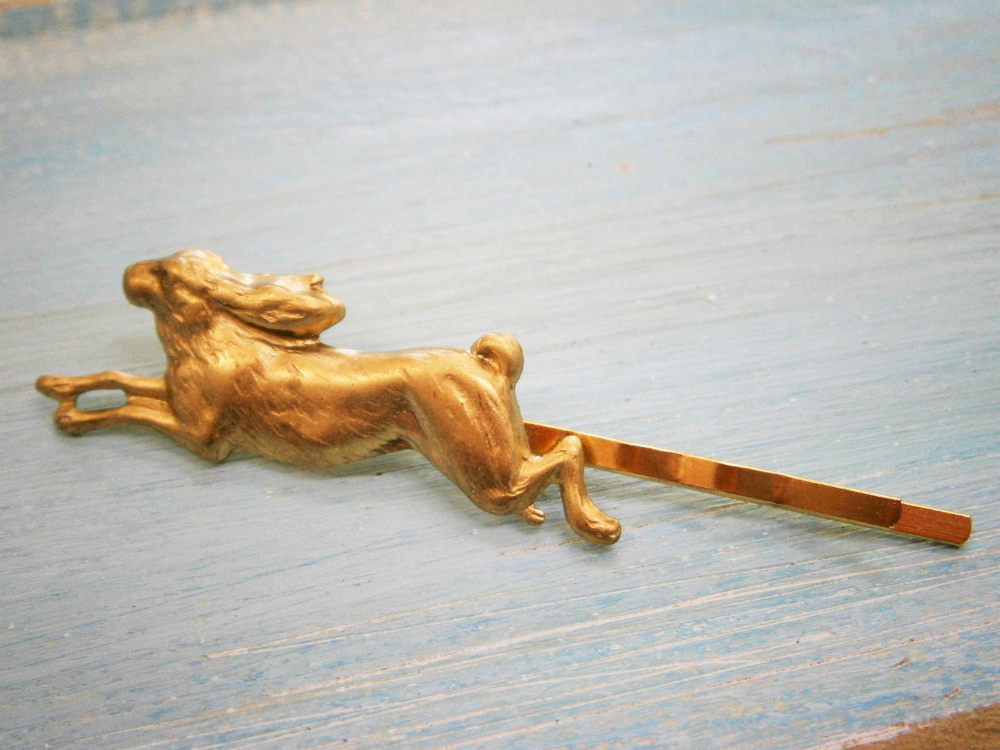 Rabbit Hair Pin Gold/Rabbit Bobby Pin/Rabbit Hair Clip/Running Rabbit Hair Pin/Rabbit Hair Clip/Nature Hair Clip/Wedding Hair Accessories