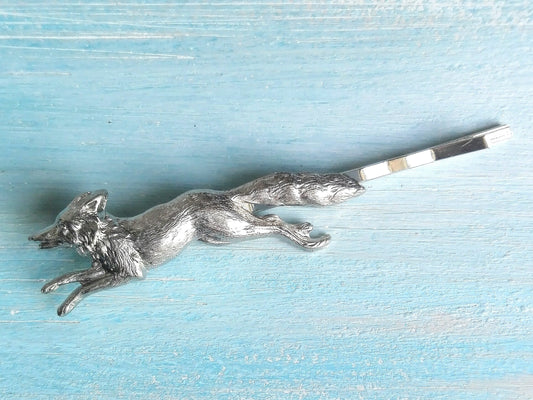 Fox Hair Pin Silver/Fox Bobby Pin/Fox Hair Clip/Running Fox Hair Pin/Nature Hair Clip/Wedding Hair Accessories/Silver Fox Bobby Pin