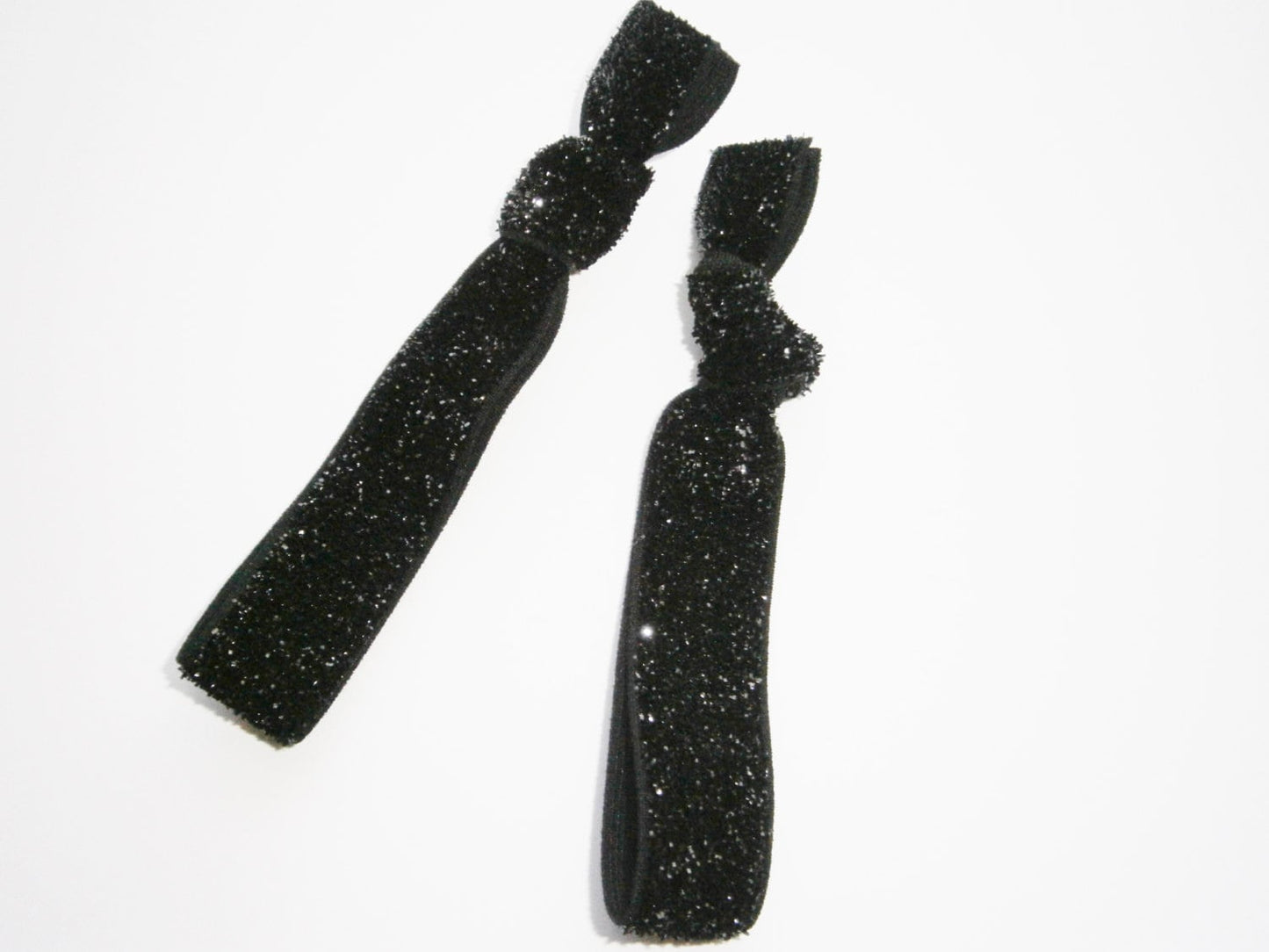 Set of 2 Glitter Hair Tie Package by Crimson Rose Cottage - Black Glitter Hair Ties that Double as Bracelets