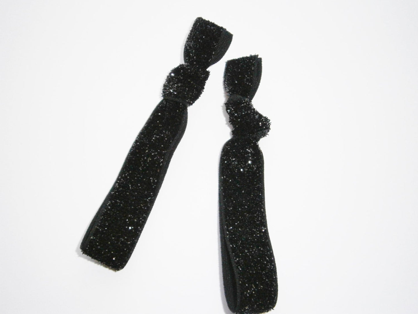 Set of 2 Glitter Hair Tie Package by Crimson Rose Cottage - Black Glitter Hair Ties that Double as Bracelets