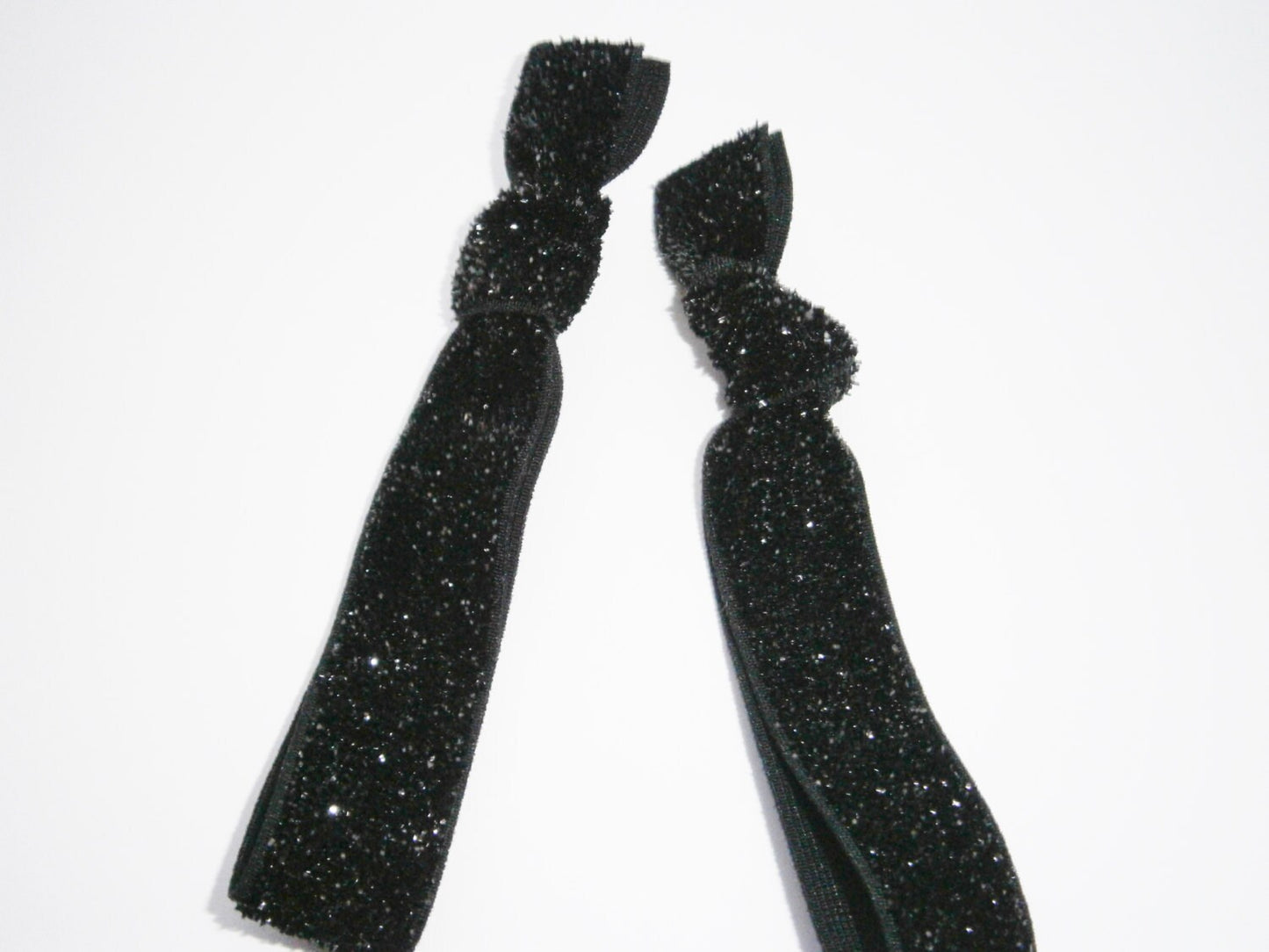 Set of 2 Glitter Hair Tie Package by Crimson Rose Cottage - Black Glitter Hair Ties that Double as Bracelets