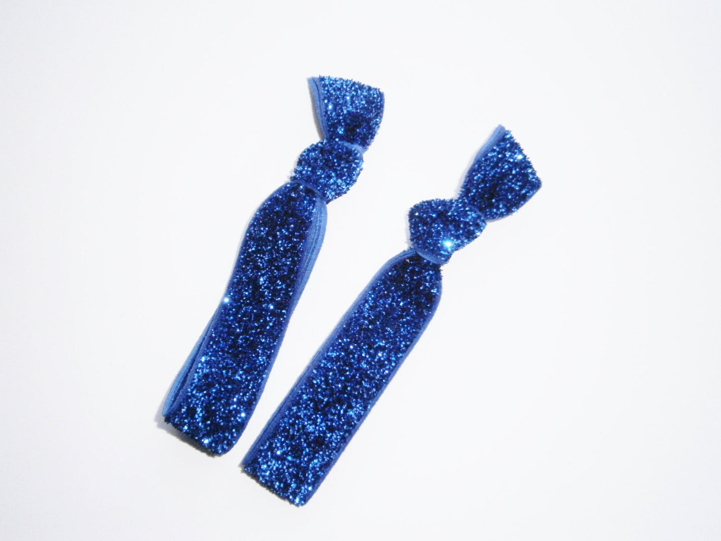 Set of 2 Glitter Hair Tie Package by Crimson Rose Cottage - Blue Glitter Hair Ties that Double as Bracelets