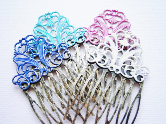 One Small Patina Filigree Hair Comb - Vintage Inspired/Shabby Chic/Bohemian/Hair Accessory