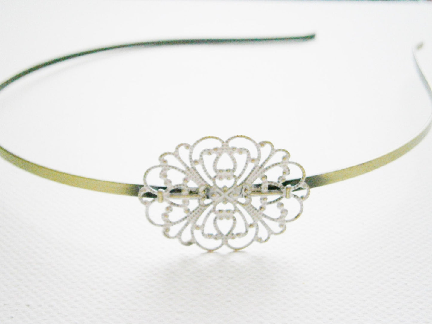 Antique White Patina Filigree Headband - Hair Accessory, Bridesmaid Gift, Family Pictures, Shabby Chic Hair Accessory