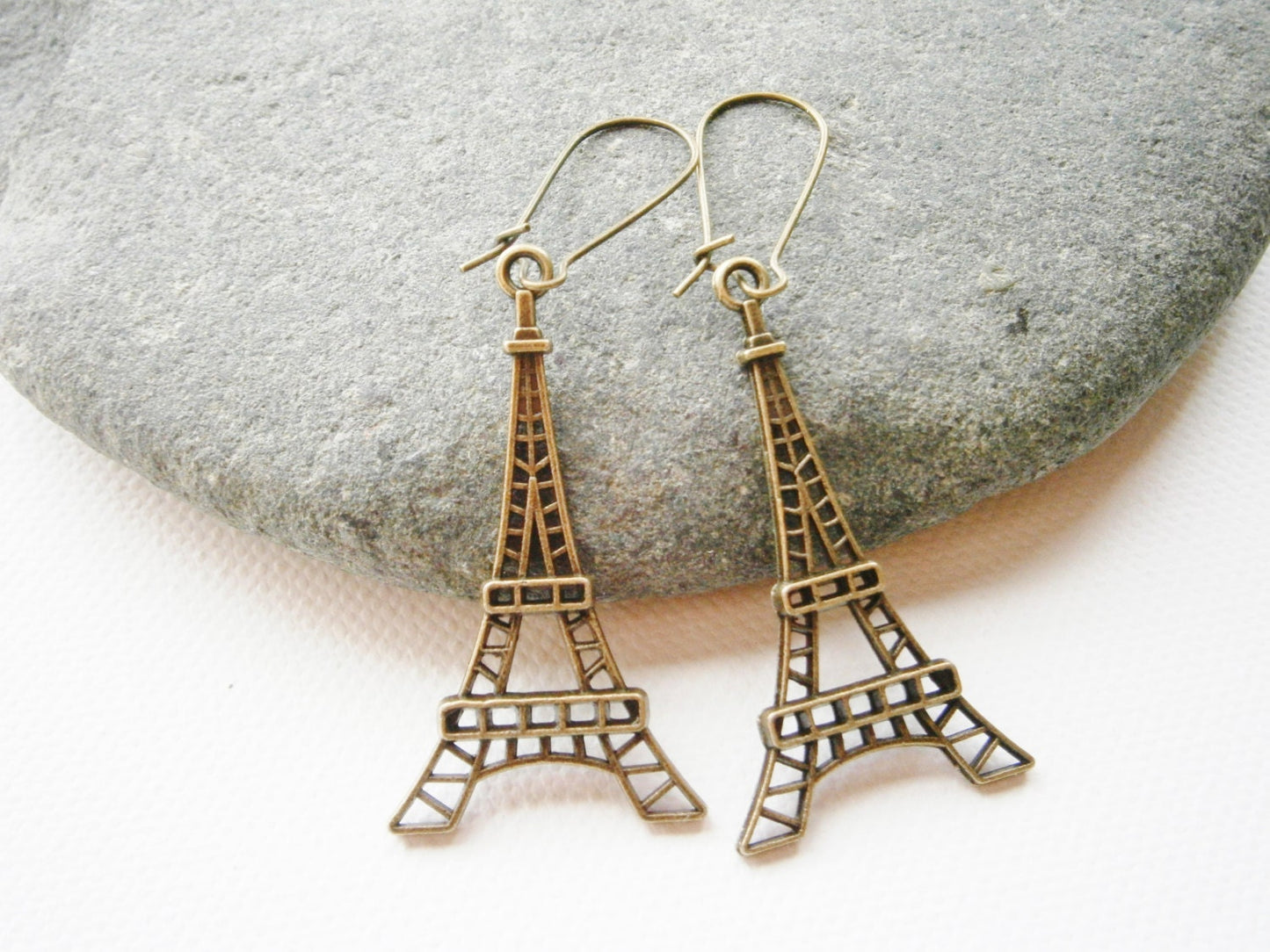 Antique Bronze Eiffel Tower Pendant Long Dangle Earrings/Boho Earrings/Steampunk Earrings/Paris Earrings