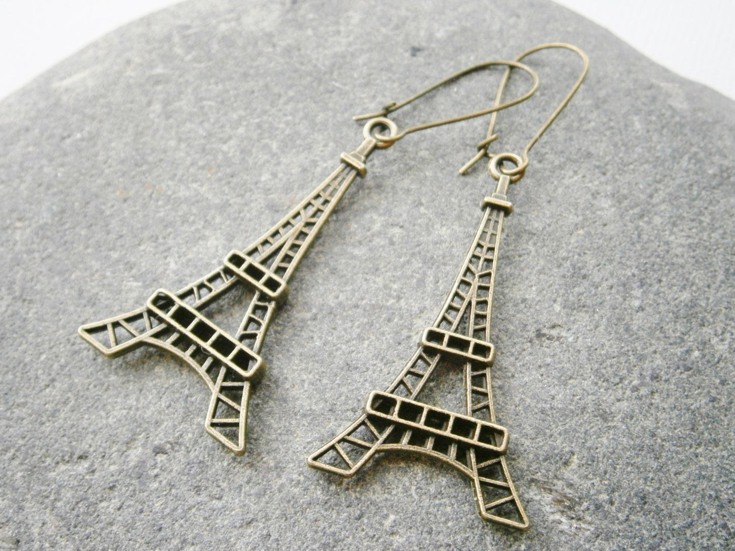 Antique Bronze Eiffel Tower Pendant Long Dangle Earrings/Boho Earrings/Steampunk Earrings/Paris Earrings