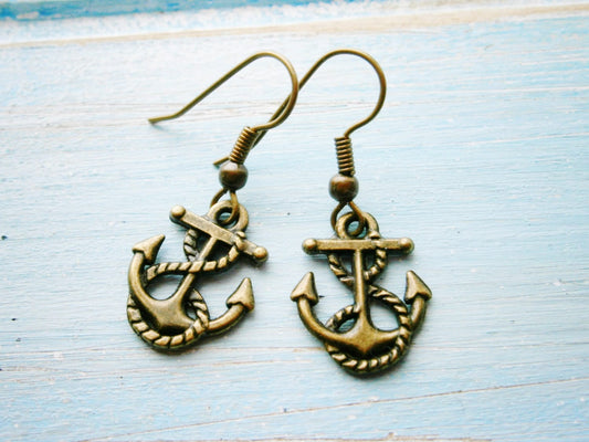 Antique Bronze Mini Anchor Charm Dangle Earrings/Boho Earrings/Nautical Earrings/Sailing Earrings/Sailor Earrings/Boat Earrings