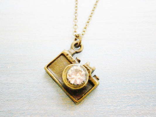 Antique Bronze Camera Charm Necklace/Boho Necklace/Boho Necklace.