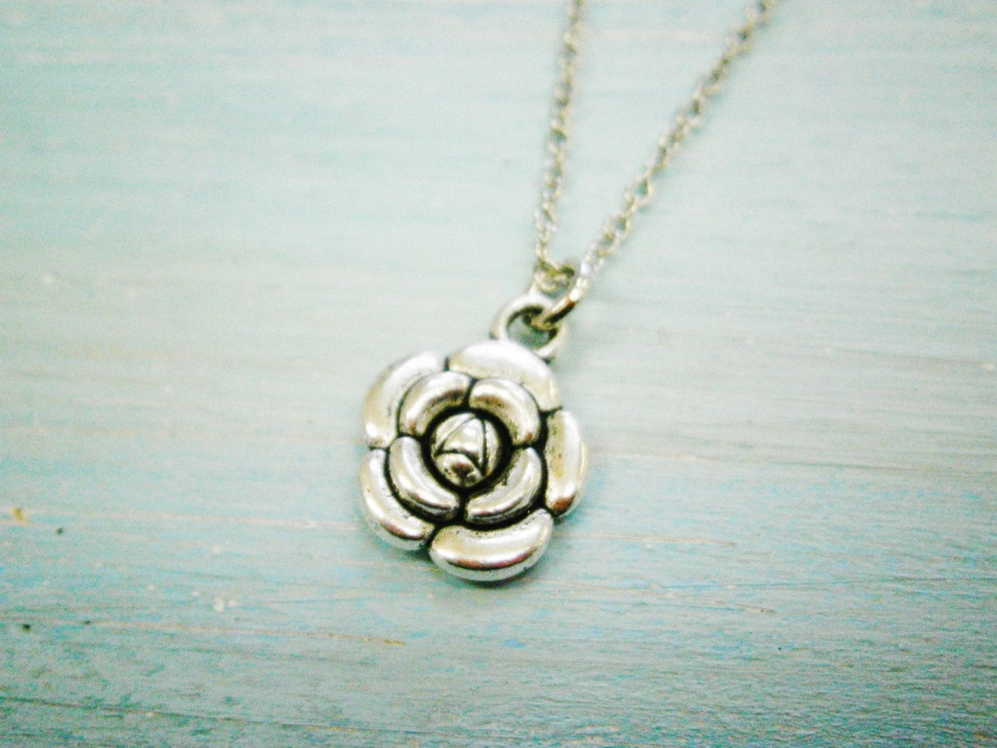 Antique Silver Flower Charm Necklace/Boho Necklace/Boho Necklace/Nature Necklace