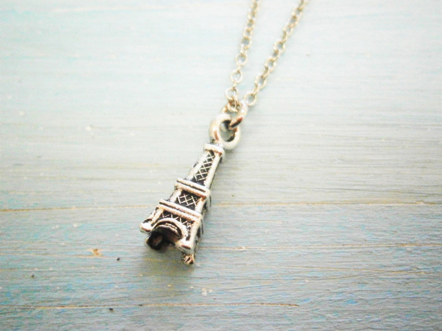 Antique Silver Mini Eiffel Tower Charm Necklace/Boho Necklace/Paris Necklace/Paris Jewellery/Dainty Necklace/Eiffel Tower Necklace