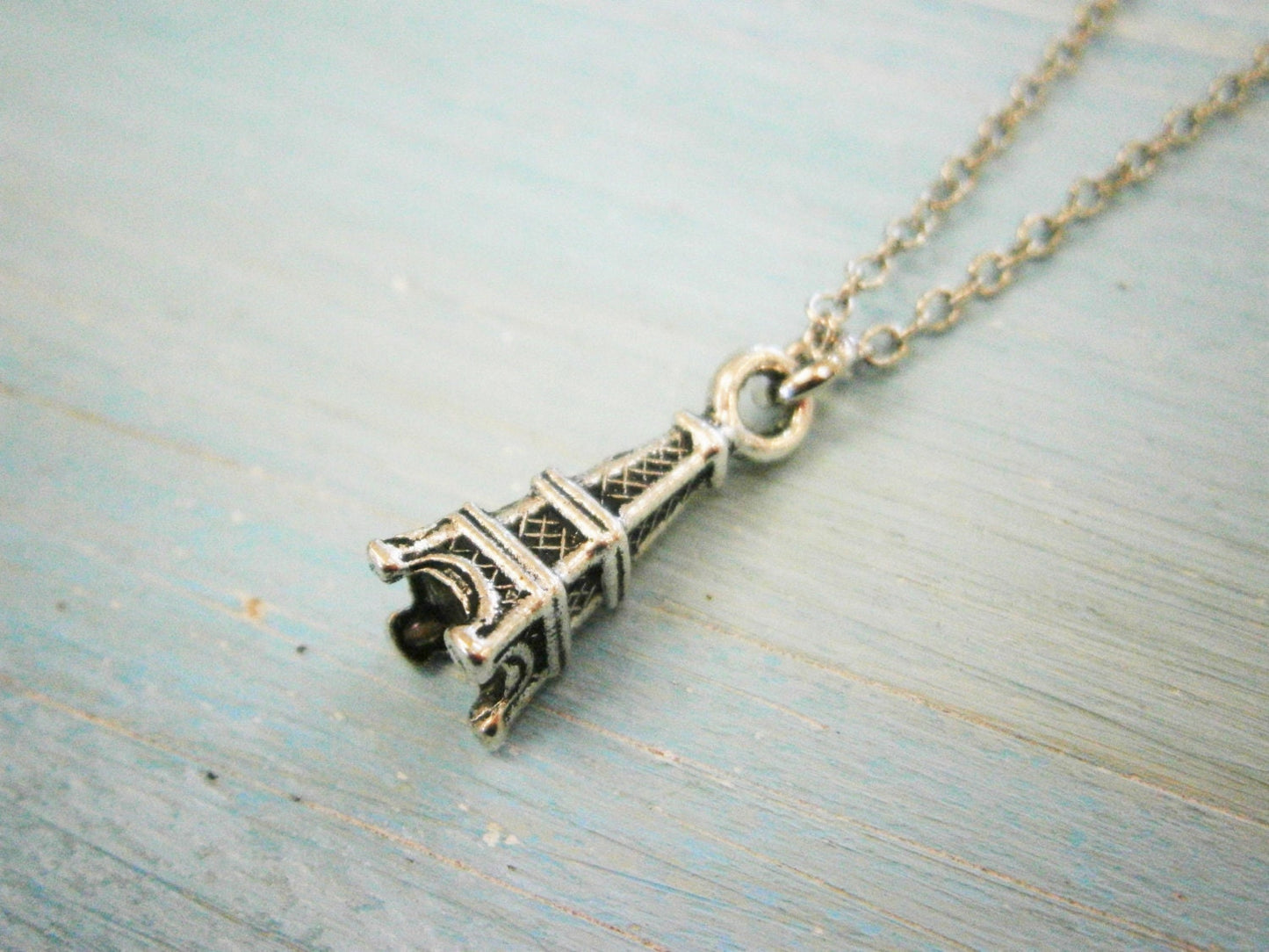 Antique Silver Mini Eiffel Tower Charm Necklace/Boho Necklace/Paris Necklace/Paris Jewellery/Dainty Necklace/Eiffel Tower Necklace