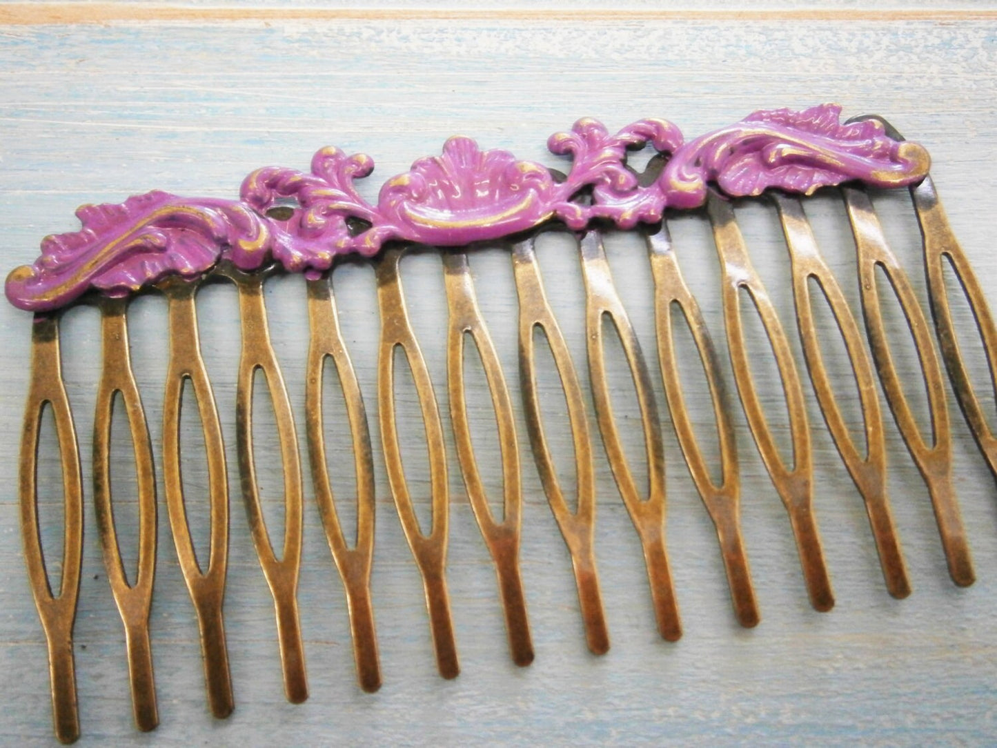 One Large Purple Patina Filigree Hair Comb - Vintage Inspired/Shabby Chic/Bohemian/Hair Accessory/Bridesmaids Gifts/Bridal Hair Accessory