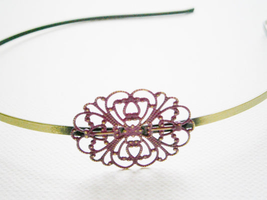 Purple Orchid Patina Filigree Headband - Hair Accessory/Bridesmaid Gift/Family Pictures/Stocking Stuffer/Bohemian/Vintage Style/Shabby Chic