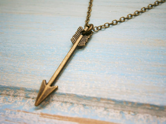 Arrow Necklace/Boho Necklace/Antique Bronze Mini Arrow Charm Necklace/Boho Jewelry/Bridesmaid Gift/Birthday Gift/Archery Necklace/Woodland