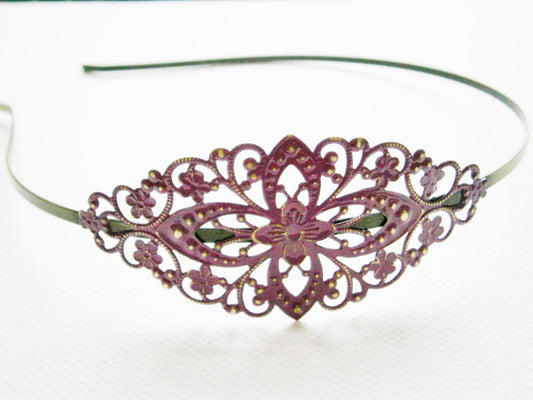 Purple/Orchid Patina Filigree Headband - Hair Accessory, Bridesmaid Gift, Family Pictures, Stocking Stuffer