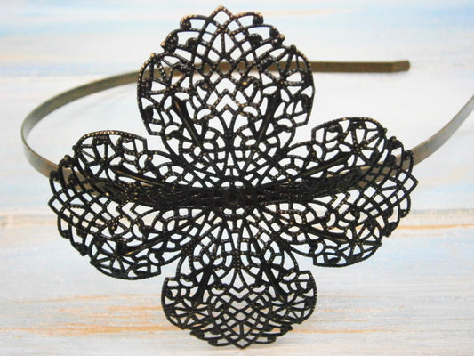 Black Patina Filigree Headband - Hair Accessory, Bridesmaid Gift, Family Pictures, Rustic Wedding Accessory, Wedding Hair Accessory